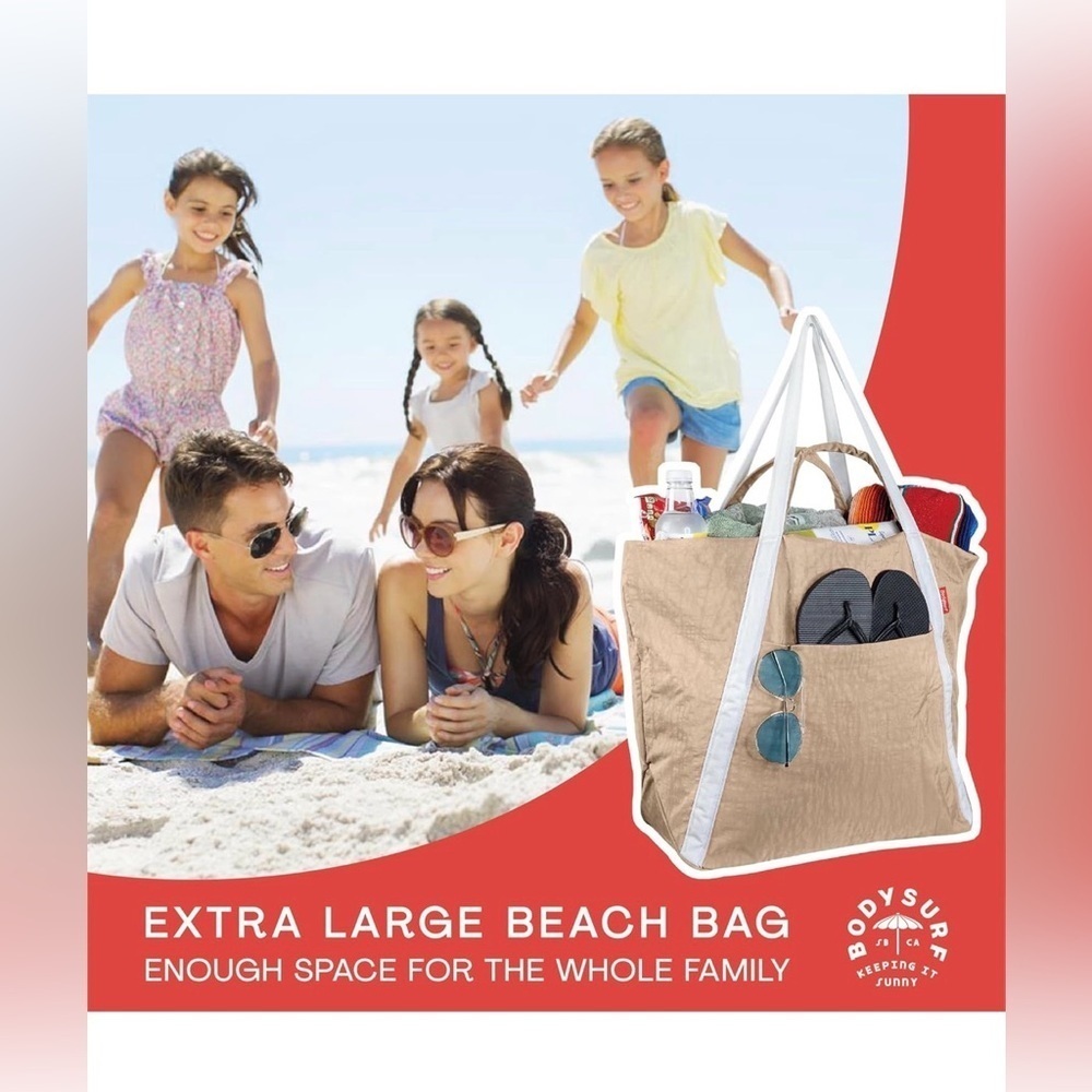 Bodysurf Beach Bag Waterproof Sunproof Packable Foldsble Bag XL Sand NWT - Picture 5 of 6